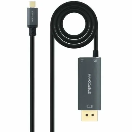 Cable Conversor Nanocable 10.15.5012/ USB Tipo-C Macho - DisplayPort 8K Macho/ USB Tipo-C Hembra/ Hasta 100W/ 1.8m/ Gris - Imagen 2