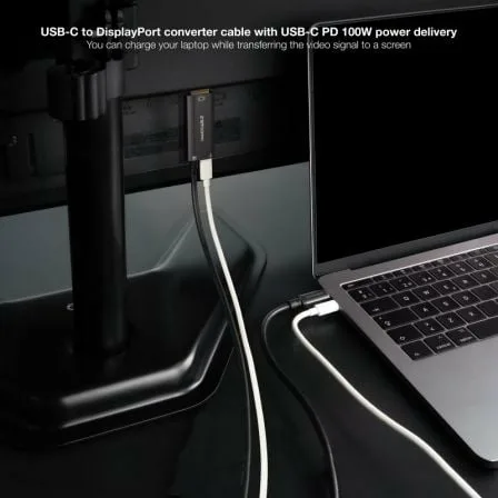 Cable Conversor Nanocable 10.15.5012/ USB Tipo-C Macho - DisplayPort 8K Macho/ USB Tipo-C Hembra/ Hasta 100W/ 1.8m/ Gris - Imagen 3