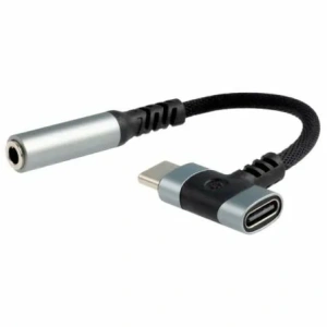 Cable Conversor Audio Nanocable 10.24.1207/ USB Tipo-C Macho - Jack 3.5/ USB Tipo-C Hembra/ 10cm/ Negro