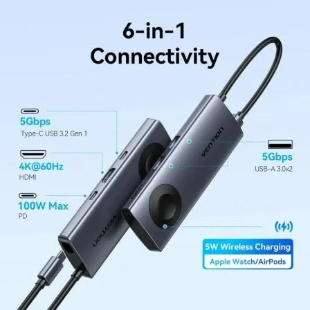 Docking USB Tipo-C con Carga Inalámbrica Vention TPMHB/ 1xHDMI 4K/ 2xUSB/ 1xUSB Tipo-C/ 1xUSB Tipo-C PD/ Gris - Imagen 2