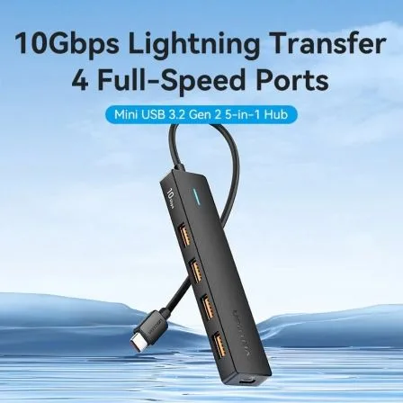 Hub USB Tipo-C 3.2 Vention CKCBB/ 4xUSB/ 1xUSB Tipo-C PD - Imagen 2
