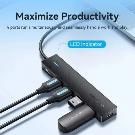 Hub USB Tipo-C 3.2 Vention CKCBB/ 4xUSB/ 1xUSB Tipo-C PD - Imagen 3