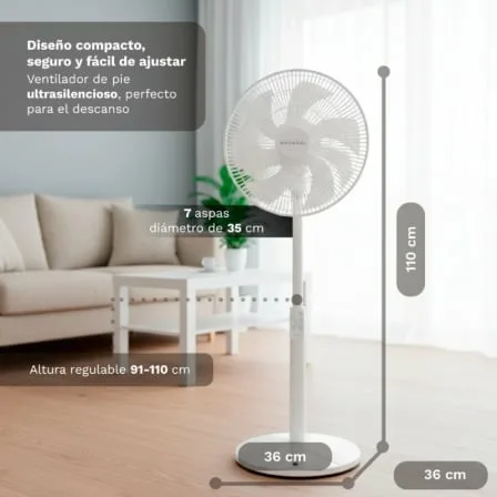 Ventilador de Pie Grunkel FS-14T/ 25W/ 7 Aspas 35cm/ 12 Velocidades - Imagen 2