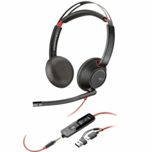 Auriculares Poly Blackwire 5220 + Adaptador USB-C/A/ con Micrófono/ Jack 3.5mm/ Negro