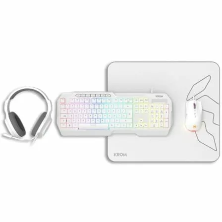 Pack Gaming Krom Kenta/ Teclado RGB + Ratón + Alfombrilla + Auriculares/ Blanco - Imagen 2
