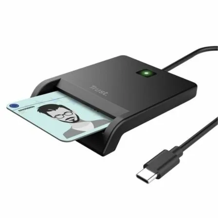 Lector de Tarjetas Inteligentes Trust Primo 26253/ USB Tipo-C/ Negro - Imagen 2