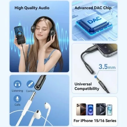 Adaptador Audio Vention BIIBA/ Jack 3.5 Hembra - USB Tipo-C Macho/ 10cm/ Negro - Imagen 3