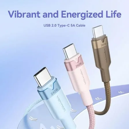 Cable USB Tipo-C 2.0 5A Vention TRIWH/ USB Tipo-C Macho - USB Tipo-C Macho/ Hasta 240W/ 480Mbps/ 2m/ Blanco - Imagen 2
