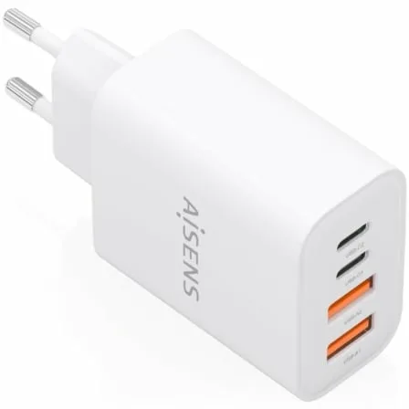 Cargador de Pared GaN Aisens A110-1027/ 2xUSB Tipo-C/ 2xUSB/ 32W/ Blanco
