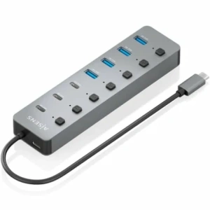 Hub USB Tipo-C 3.2 Aisens ASUC-8P044-GR/ 4xUSB/ 3xUSB Tipo-C/ 1xUSB Tipo-C PD/ Gris