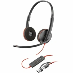 Auriculares Poly Blackwire 3220 + Adaptador USB-C/A/ con Micrófono/ USB Tipo-C/ Negro
