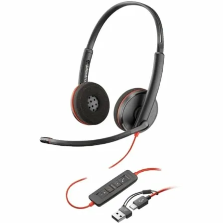 Auriculares Poly Blackwire 3220 + Adaptador USB-C/A/ con Micrófono/ USB Tipo-C/ Negro