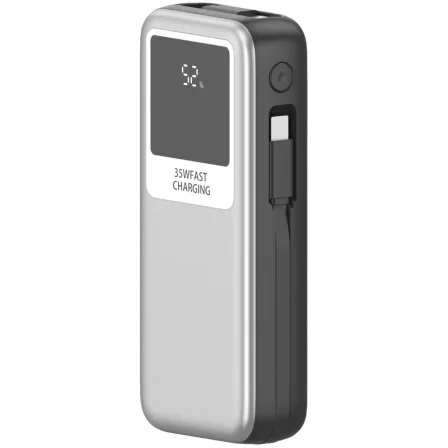 Powerbank 10000mAh Leotec LEPOW35W10S/ 35W/ Plata y Gris/ Incluye Cable USB Tipo-C y Lightning - Imagen 2