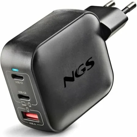 Cargador de Pared GaN NGS BUD100WTINY 100W/ 2xUSB Tipo-C/ 1xUSB/ 100W