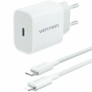 Cargador de Pared Vention G17W0-EU/ 1xUSB Tipo-C + Cable Lightning/ 20W