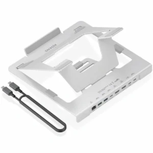 Soporte de Sobremesa - Docking USB Tipo-C Aisens ASUC-7P046-GR/ 2xUSB/ 1xUSB Tipo-C/ 2xHDMI/ 1xRJ45/ 1xUSB Tipo-C PD/ Gris