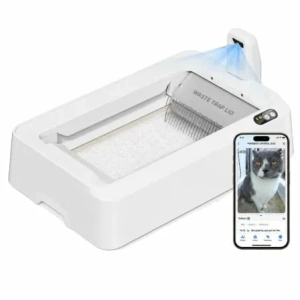 Arenero para Gatos Autolimpiable PetKit PuroBot Crystal Duo con Cubierta/ Control desde APP/ Blanco